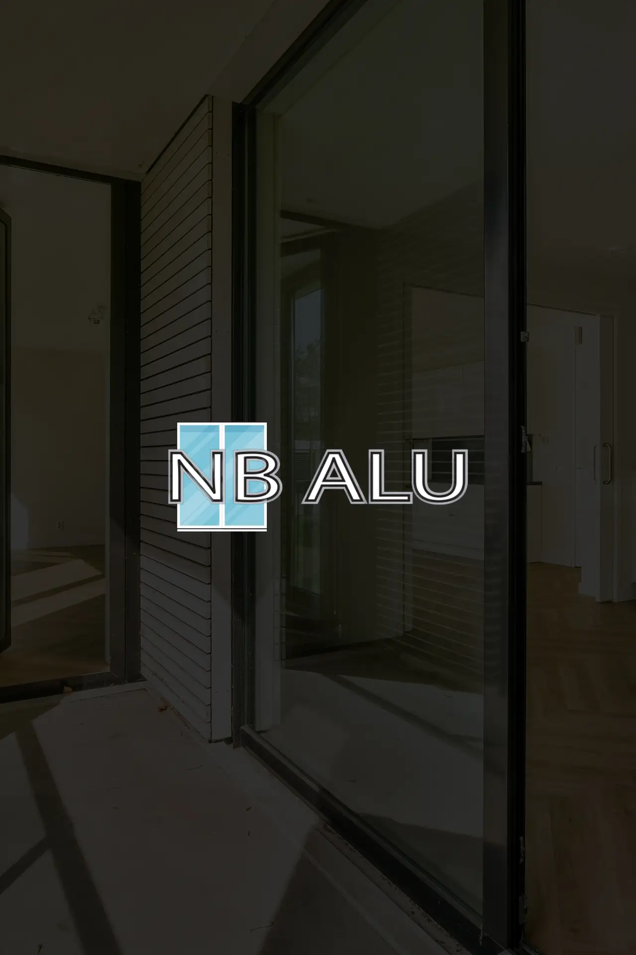 a glass door with a logo on it